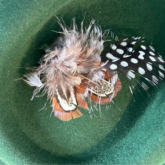 Brixton Messer Fedora Moss Green Large Optional Feather NWT - Picture 10 of 16